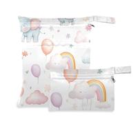 voucong Dreamy Childish Cute Elephants Mess-Proof Wet Bag 2 Pack Travel Essentials per bambino con manici per viaggio