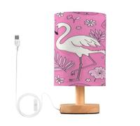 voucong Elegante animale fenicottero pesca ha condotto la lampada da tavolo con porta USB per la luce del comodino della Tabella di estremità