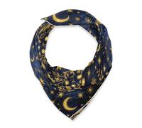 voucong Estetica Luna Stella Oro Blu quadrato sciarpa di seta elegante pashmine per le donne per Natale 35x35