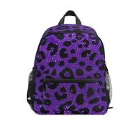 voucong Falso Glitter Leopard Print Viola bambini giorno zaino petto cinghia libri borsa con nome tag per ragazze mochilas para la escuela