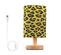 voucong Falso Glitter Leopard Stampa Giallo Comodino Lampada da Lettura con Porta USB per la Luce Notturna della Spina