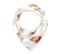 voucong Fiore Coniglio Bunny Sciarpa di seta quadrata bianca Avvolgere la testa calda per le donne per l'inverno 35x35 bufandas para mujer elegantes