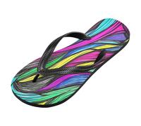 voucong Flip flop di gomma variopinta irregolare astratta irregolare al neon delle donne di sostegno per la casa (prop1), Texture astratta irregolare al neon colorato, X-Large
