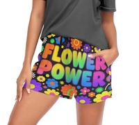 voucong Flower Power Party - Boxer da donna colorati ultra morbidi per dormire, Flower Power Party Colorato, L