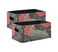 voucong Garden Emu - Cestini portaoggetti rettangolari color rosa, confezione da 2 pezzi, organizer per la casa per abbigliamento, jeans, libri