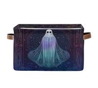 voucong Ghosts Neon Tarocchi Card Cestini portaoggetti 1 confezione, pieghevole e impermeabile pieghevole cubi cestini con manico robusto Cesto di lino per dispensa