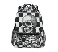 voucong Halloween in bianco e nero a scacchi Cartoon Skeleton bambini zaino per ragazze con clip petto libri borsa per 2 ° grado scuola ragazzi ragazze bulto para ni?os
