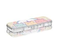 voucong Happy Animal Cats Unicorns Rainbow Clear Pencil Box Plastic Double Deck Storage Pen Case per forniture artistiche con coperchio a scatto