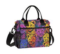 voucong Happy Rainbow Cheetah Cubs Grande borsa per il pranzo con tracolla Teen Girl Lunch Bag per infermiere università