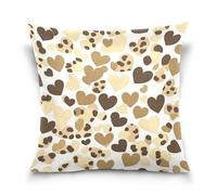 voucong Happy Valentine - Federa per cuscino con motivo leopardato, marrone, cuore, ramadan, decorazione per la casa, per camera da letto e soggiorno, 45,7 x 45,7 cm