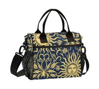 voucong Helios Sun - Borsa per il pranzo con motivo floreale dorato, per ragazze, con tracolla, per infermieri, lavoro