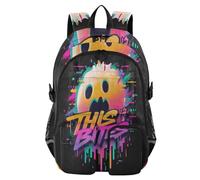 voucong Horror Graffiti fantasmi This Bites Zaini da viaggio per le donne uomini Horror Graffiti fantasmi Questo Bites College School Bookbag 17.5 pollici Zaino per computer leggero Borsa casual