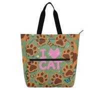 voucong I Love Cats Claw verde Kids Tote Bag per bambini ragazzi ragazze robusta borsa tote borse con tasche interne per la scuola shopping viaggi