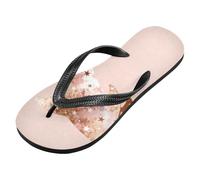 voucong Infradito da donna in gomma con delfino e stelle glitterate in oro rosa antiscivolo per spiaggia (prop1), Stelle Glitter Delfino Oro Rosa, X-Small