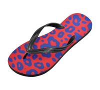 voucong Infradito da donna in gomma con stampa leopardata blu e rossa infradito morbide per le donne per il partito (prop1), Stampa leopardata blu e rossa, XX-Large