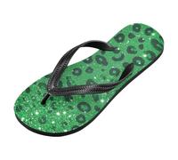 voucong Infradito da donna in gomma verde con stampa leopardata glitter finte per donna leggere infradito per spiaggia (prop1), Falso Glitter Leopard Print Verde, XX-Large