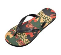 voucong Infradito da uomo in gomma con pantera leopardata rossa e verde, sandali da donna per feste (prop1), Sagome di pantera leopardata rossa e verde, Small