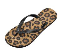 voucong Infradito da uomo in gomma marrone con stampa leopardata glitterata antiscivolo per doccia e piscina, Stampa leopardata falso glitter marrone, XX-Large