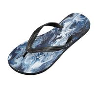 voucong Infradito in gomma astratta blu e bianca con onde d'acqua da uomo antiscivolo per l'estate (prop1)