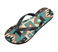 voucong Infradito in gomma blu marrone stile etnico astratto per le donne infradito essenziali per gli uomini che camminano (prop1), Stile Etnico Modello Astratto Blu Marrone, X-Small