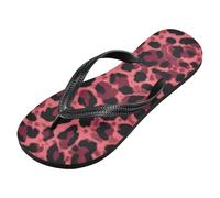 voucong Infradito in gomma leopardata con stampa rossa Slip-Resistant spiaggia flip per il partito (prop1), Stampa leopardata rossa, Medium