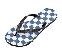 voucong Infradito in gomma scozzese americano bianco e blu per le donne impermeabili flip per il partito (prop1), Plaid americano bianco e blu, X-Small