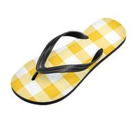 voucong Infradito in gomma scozzese giallo e bianco per gli uomini essenziali per il partito (prop1), Plaid giallo e bianco, X-Small