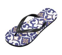 voucong Infradito piatte astratte blu Fleur-de-lis in gomma bianca da uomo morbide flop da uomo per festa (prop1), Piatto Astratto Blu Fleur De Lis Bianco, X-Large