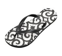 voucong Infradito piatte in gomma nera modello palmette modello astratto per gli uomini sandali da donna leggeri per il partito, Modello astratto piatto Palmette Pattern Nero, X-Large