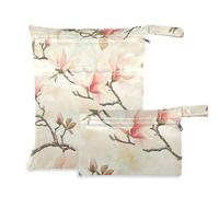 voucong Korean Mountain Magnolia Beauty Flower - Borsa lavabile per bambini, confezione da 2, essenziale da viaggio per volare, con manici per scenario