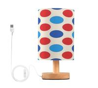 voucong Lampada da tavolo cilindrica blu rossa a pois alla moda con porta USB per ufficio ha condotto la luce notturna
