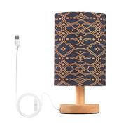 voucong Lampade da tavolo piatte della stanza blu dell'oro di Hevron del modello geometrico con la porta USB per la luce del comodino di piccoli spazi