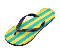 voucong Le infradito di gomma semplici blu gialle delle infradito comode dei flop delle donne per la vacanza (prop1), Giallo Blu Semplice Striscia, X-Small
