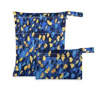 voucong Leopard Print Blue Godlen - Borsa per pannolini lavabile, confezione da 2, essenziale da viaggio, con manici, per la spiaggia