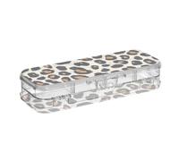 voucong Leopard Skin Brown Print Pattern Scatola di Plastica Per Matite Doppio Deck Penne Custodia rigida Per Arte Forniture Con Coperchio A Scatto