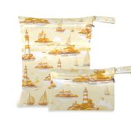 voucong Lighthouse - Borsa da viaggio per bambini, a prova di disordine, confezione da 2, colore: giallo chiaro, con manici