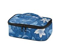 voucong Lunchbag Blu e Bianco Farfalla Fiori College Cooler Tote Box loncheras para Mujer pequena