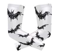 voucong Manicotti di protezione per il braccio bianchi (1 paio), maniche di protezione solare UV per ragazzi per gli uomini driver basket golf, M, Pipistrelli bianchi, 1 size-M