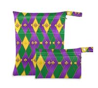 voucong Mardi Gras - Borsa impermeabile impermeabile a prova di disordine con diamanti, confezione da 2, essenziale da viaggio, con manici, per spiaggia