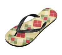 voucong Merry Christmas Color Plaids - Infradito da uomo in gomma con cuscino per doccia e piscina (prop1), Plaids Buon Natale Colore, Medium