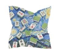 voucong Moda donna sciarpa di seta essenziale Piazza raso testa avvolge per le donne per l'inverno Pittura Arte Blu cinese Mahjong