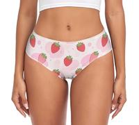 voucong Mutandine sportive rosa della donna della fragola del modello della mucca elastica mutandine della vita comoda biancheria intima, Motivo Mucca Rosa Fragola, M