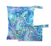 voucong Mystery Cheetah - Borsa riutilizzabile da viaggio, confezione da 2, essenziale da viaggio per bambini, con manici per viaggiare