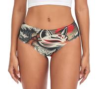 voucong Onde del mare dell'oceano giapponese Fox donna mutandine sportive monopezzo Hip Design Mutandine da donna slip biancheria intima, Volpe giapponese Ocean Sea Waves, XL