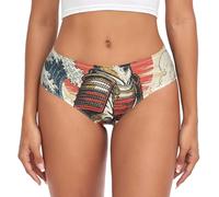 voucong Onde del mare dell'oceano giapponese Samurai Cane Bambù della donna Mutandine di un pezzo Hip Design Mutandine della donna Organico, Cane samurai delle onde del mare dell'oceano giapponese, L