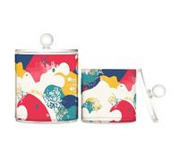 voucong Organizzatore di trucco colorato in plastica trasparente con inchiostro marmorizzato con coperchio per oggetti essenziali da bagno contenitori decorativi s 2 pezzi