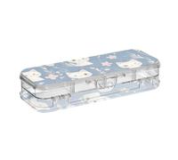 voucong Peach Cute White Cats Spring Blue Clear Pencil Box Double Layer Box Penne Caso per forniture di cancelleria con coperchio