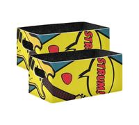 voucong Pop Art - Cestini decorativi a forma di chitarra, confezione da 2, per organizzare vestiti, jeans, libri