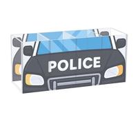 voucong Portamatite in acrilico a 4 scomparti, motivo: autobus della polizia, organizer in plastica trasparente, per camera da letto