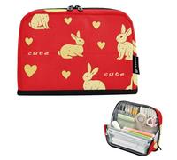 voucong Portapenne di grande capacità astuccio per cosmetici portatile per adolescenti ragazzi scuola preppy carino animale coniglio San Valentino cartone animato rosso oro
